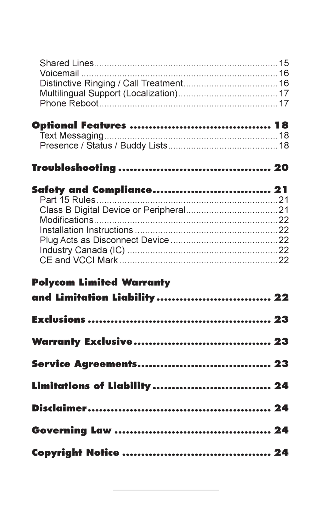 Polycom IP 500/501 SIP 2.0 manual Modiﬁcations, Part 15 Rules 