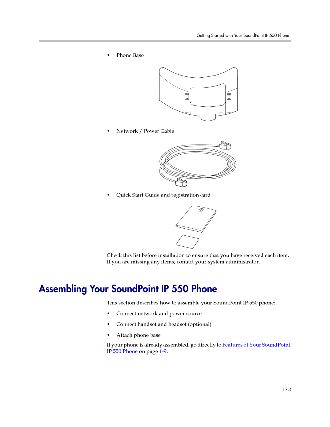 Polycom manual Assembling Your SoundPoint IP 550 Phone 