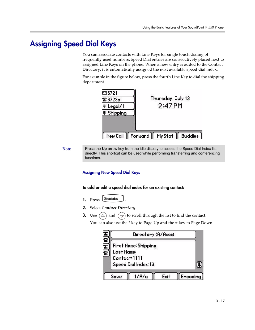 Polycom IP 550 manual Assigning Speed Dial Keys, Select Contact Directory 