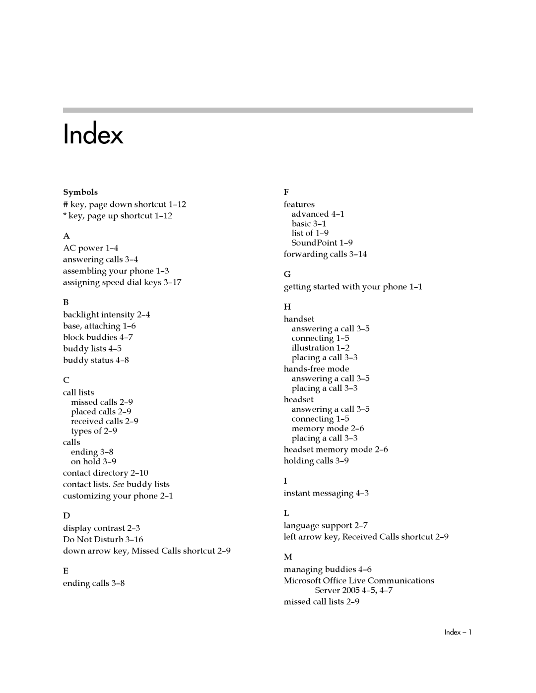 Polycom IP 550 manual Index 