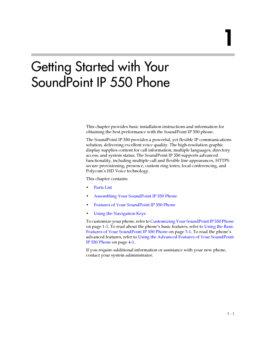 Polycom manual Getting Started with Your SoundPoint IP 550 Phone 