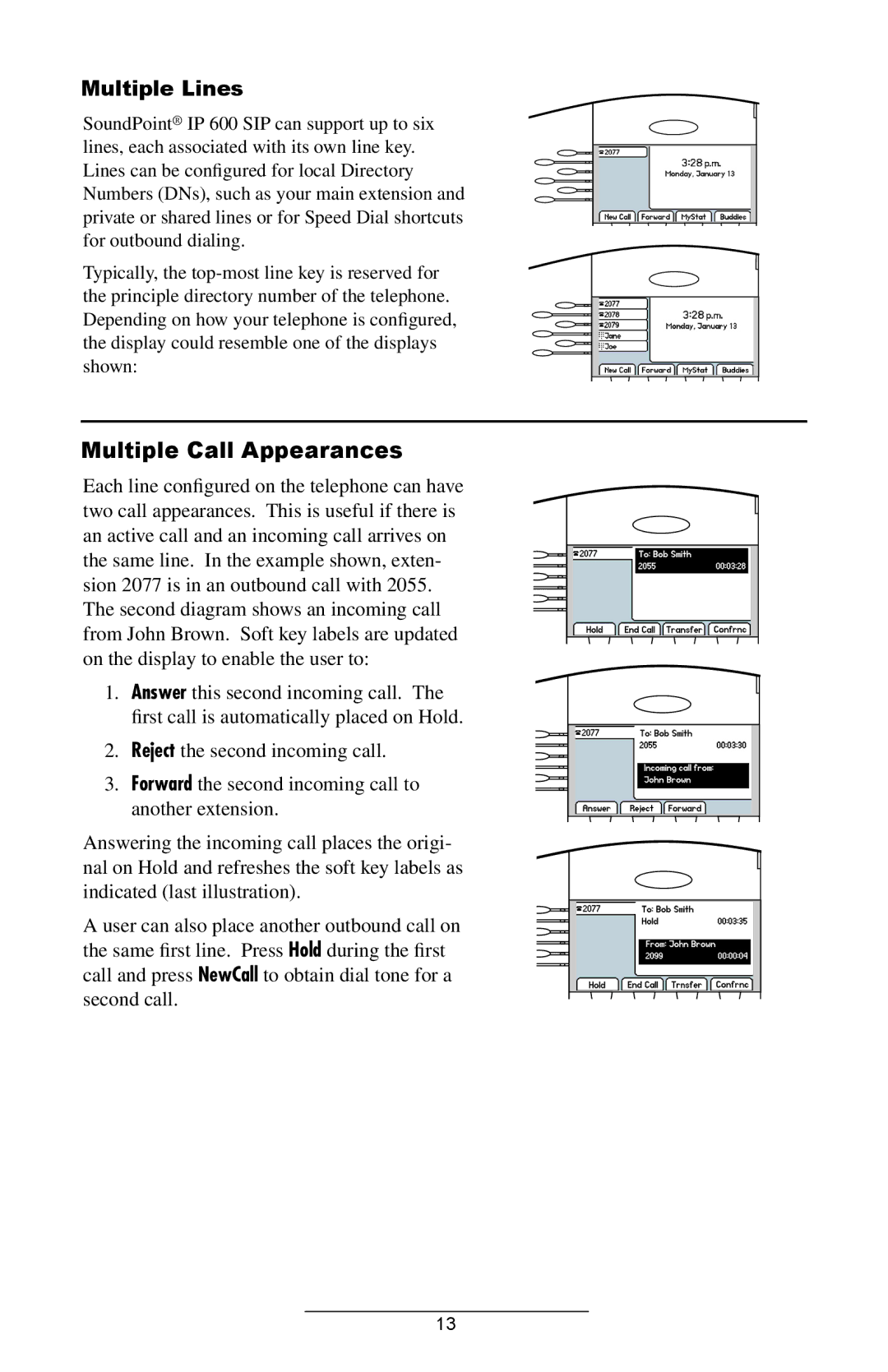 Polycom IP 600 SIP manual Multiple Lines, Multiple Call Appearances 