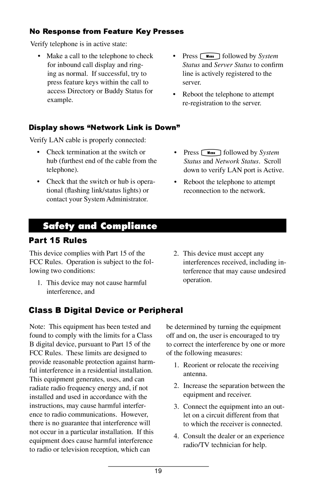 Polycom IP 600 SIP manual Safety and Compliance, Part 15 Rules, Class B Digital Device or Peripheral 