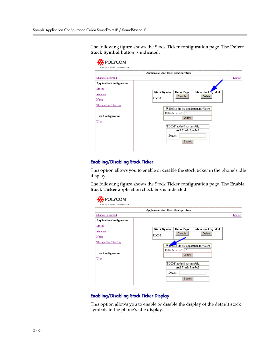 Polycom IP 600 manual Enabling/Disabling Stock Ticker 