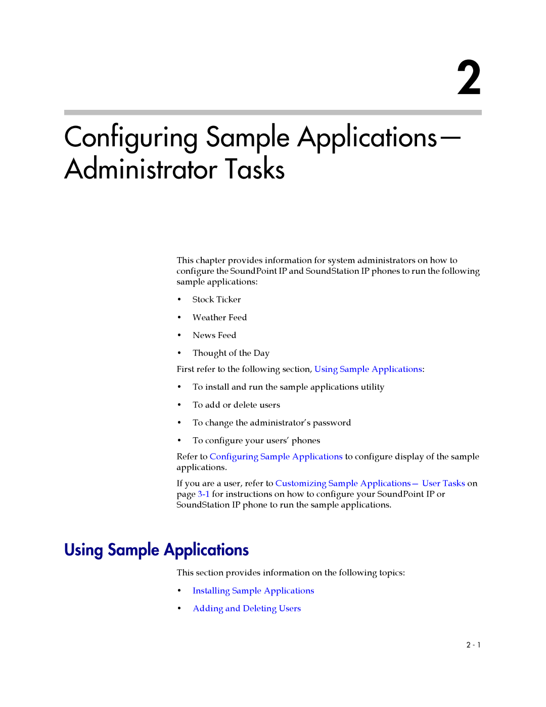 Polycom IP 600 manual Configuring Sample Applications- Administrator Tasks 