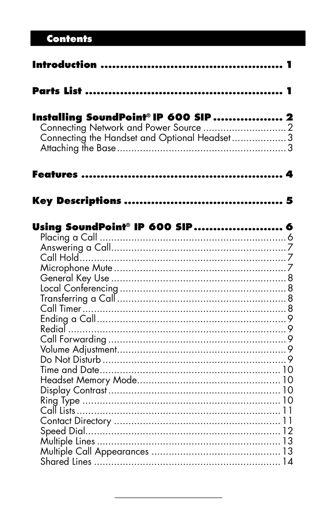 Polycom IP 600 manual Contents 