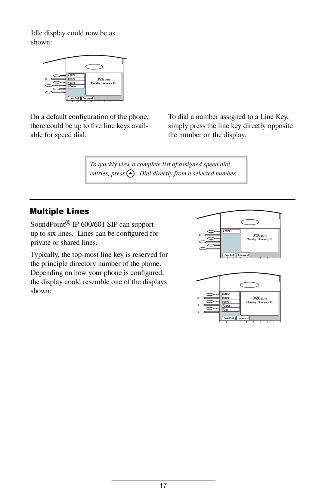 Polycom IP 600/601 manual Multiple Lines 