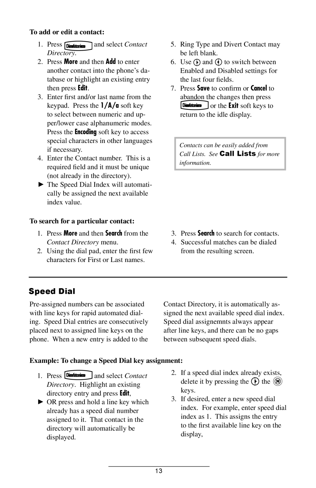 Polycom IP 601 manual Speed Dial, To add or edit a contact, Directory, To search for a particular contact 