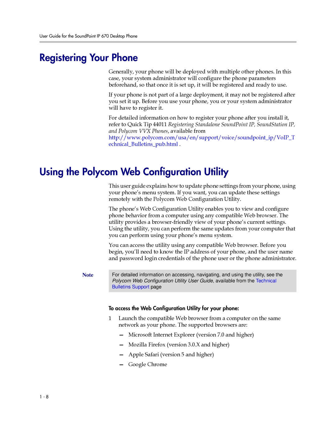 Polycom IP 670 manual Registering Your Phone, Using the Polycom Web Configuration Utility 