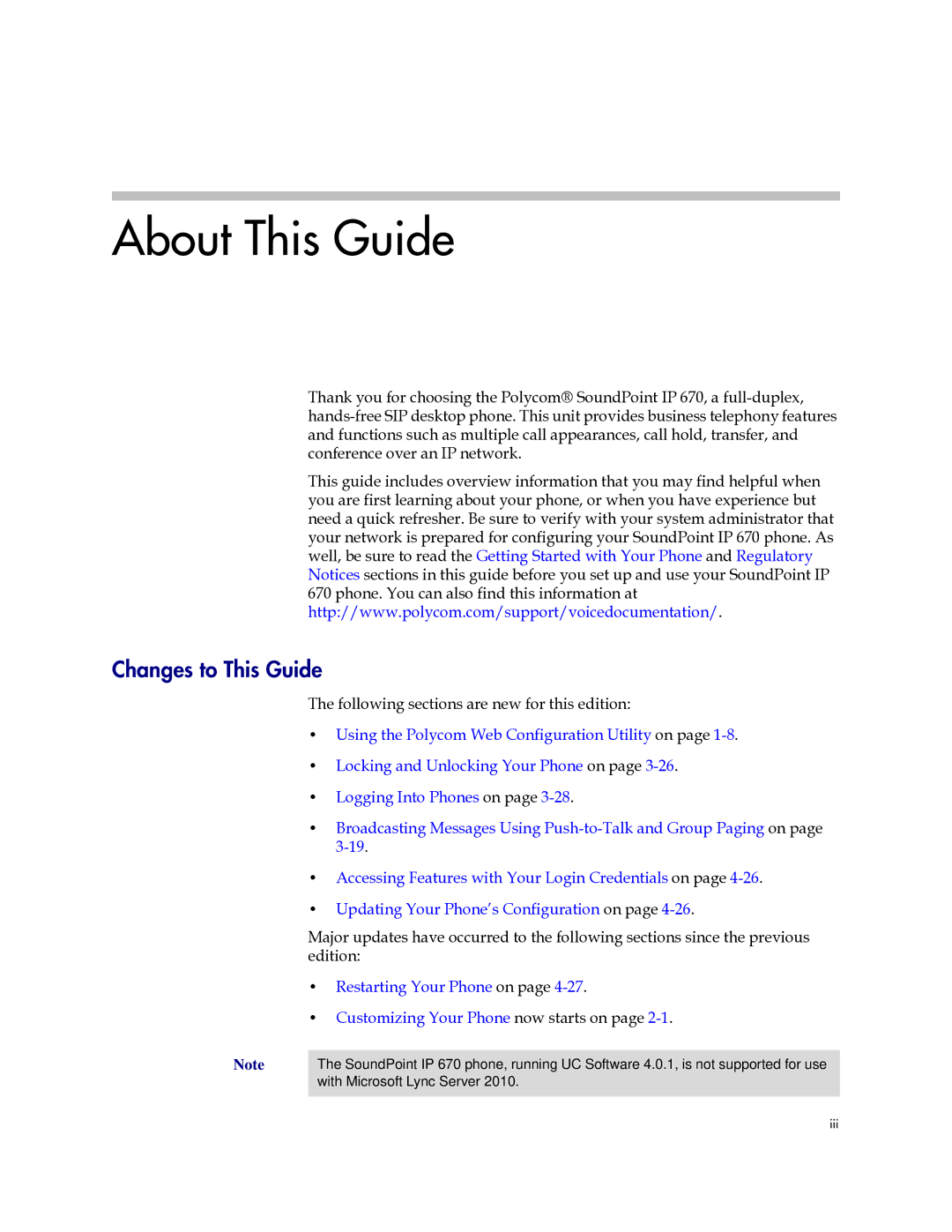 Polycom IP 670 manual Changes to This Guide, Following sections are new for this edition, Edition 