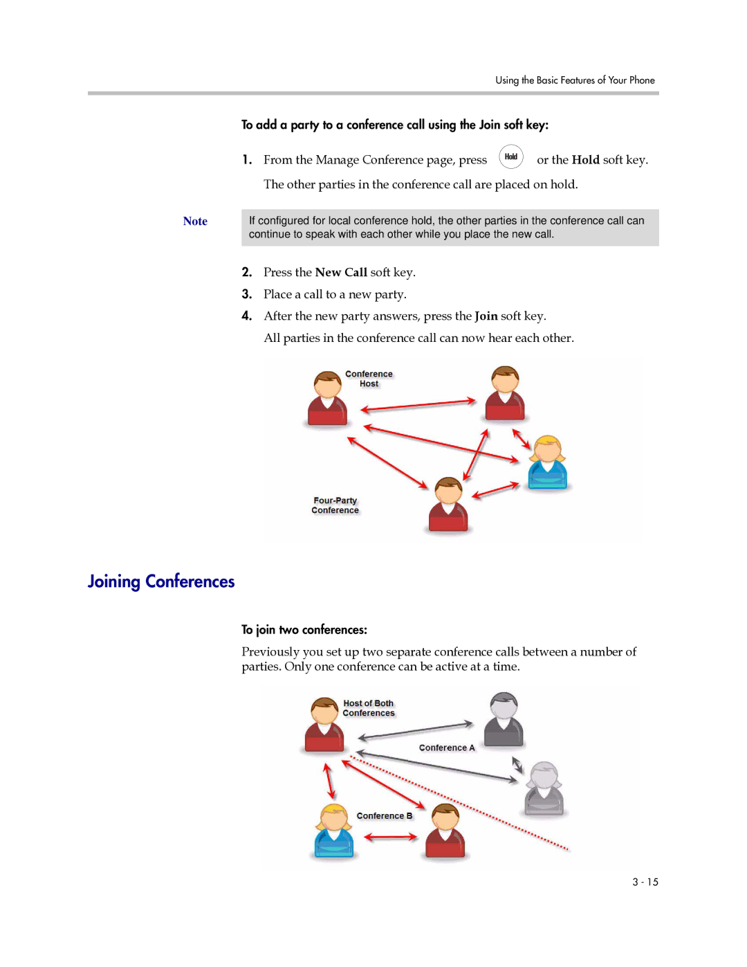 Polycom IP 670 manual Joining Conferences, Press the New Call soft key, Place a call to a new party 