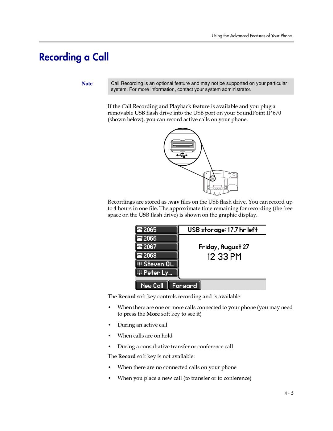 Polycom IP 670 manual Recording a Call 