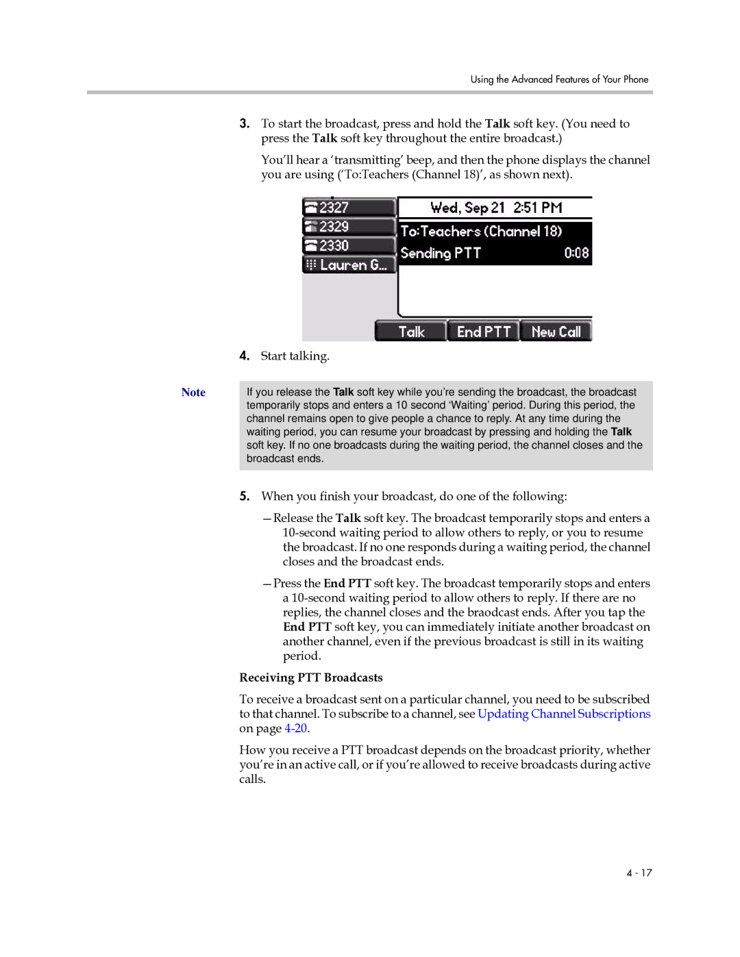 Polycom IP 670 manual Receiving PTT Broadcasts 