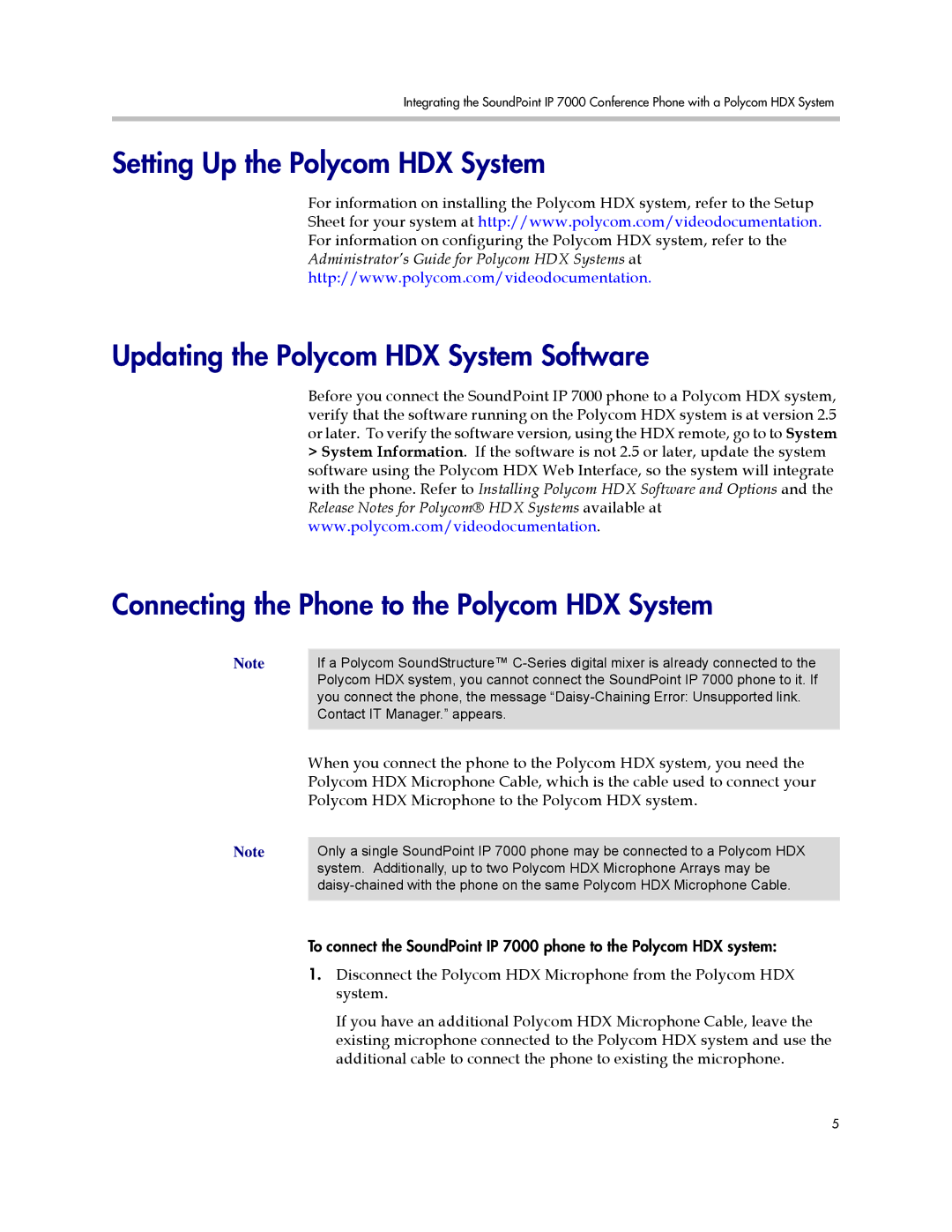 Polycom IP 7000 manual Setting Up the Polycom HDX System, Updating the Polycom HDX System Software 