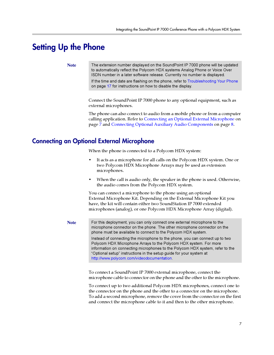 Polycom IP 7000 manual Setting Up the Phone, Connecting an Optional External Microphone 