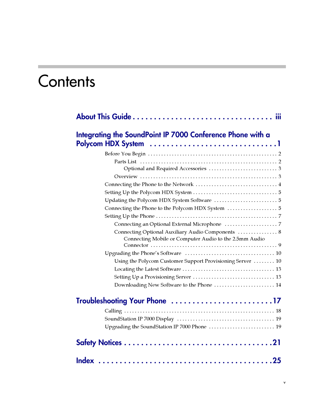 Polycom IP 7000 manual Contents 