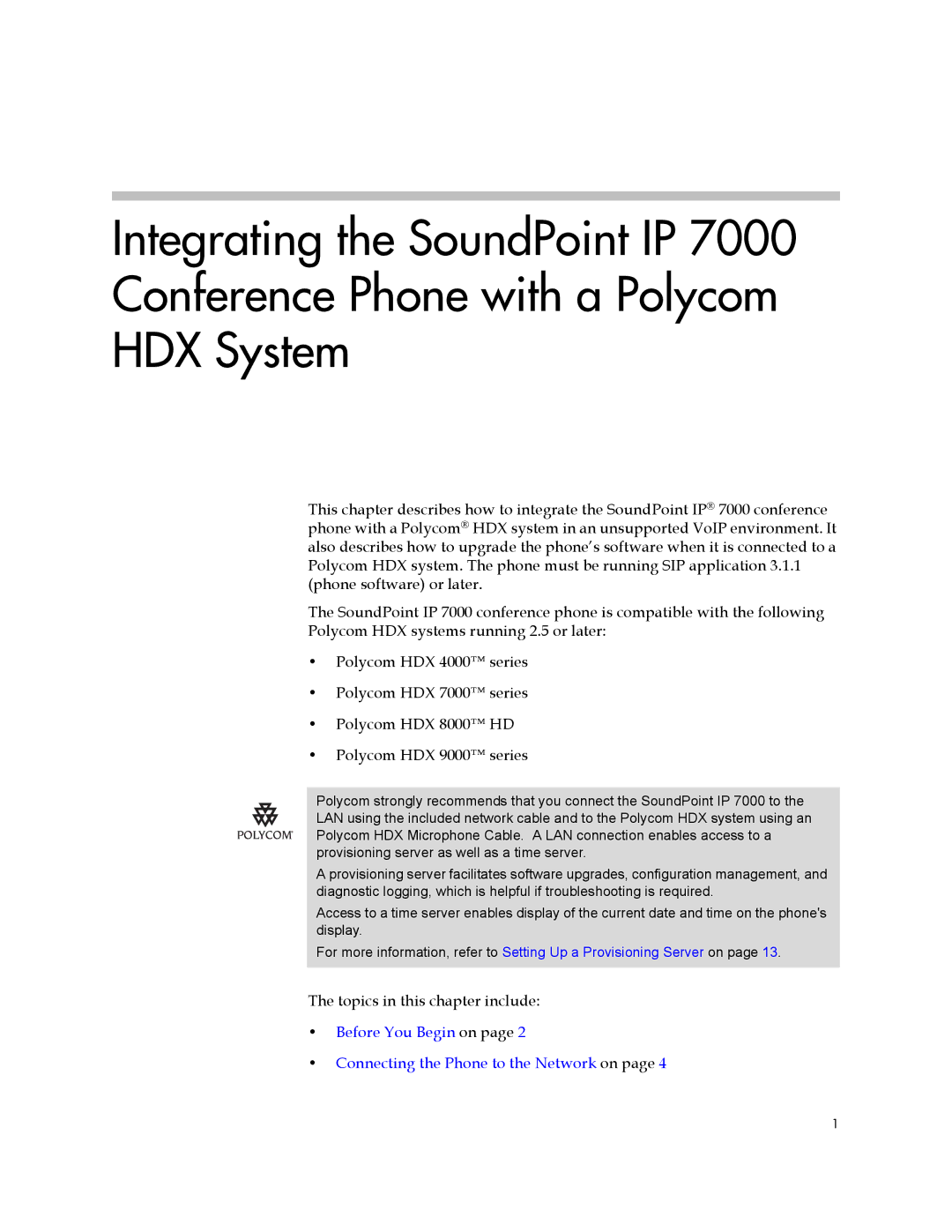 Polycom IP 7000 manual Before You Begin on Connecting the Phone to the Network on 