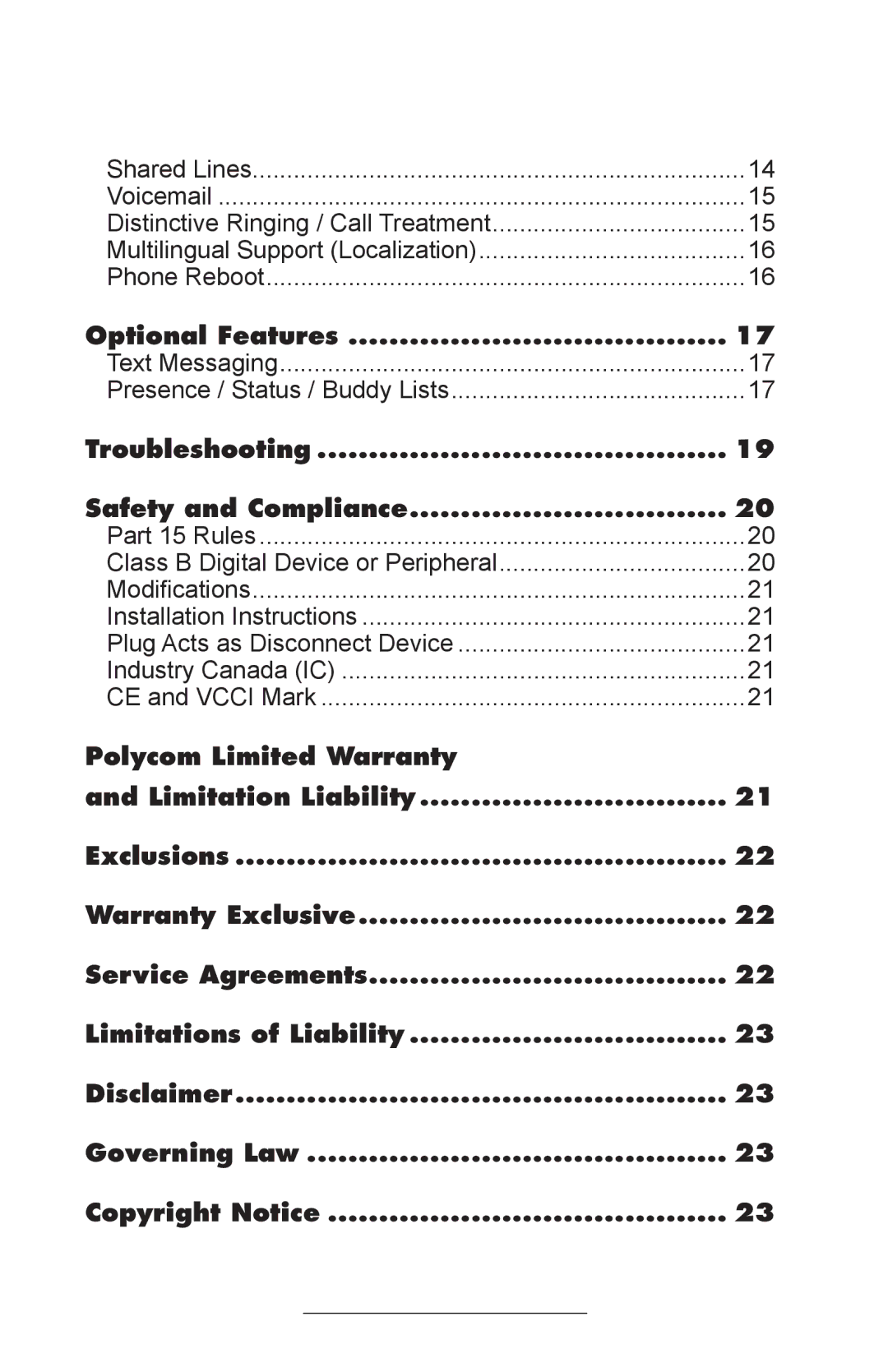 Polycom IP501 manual Modiﬁcations, Part 15 Rules 