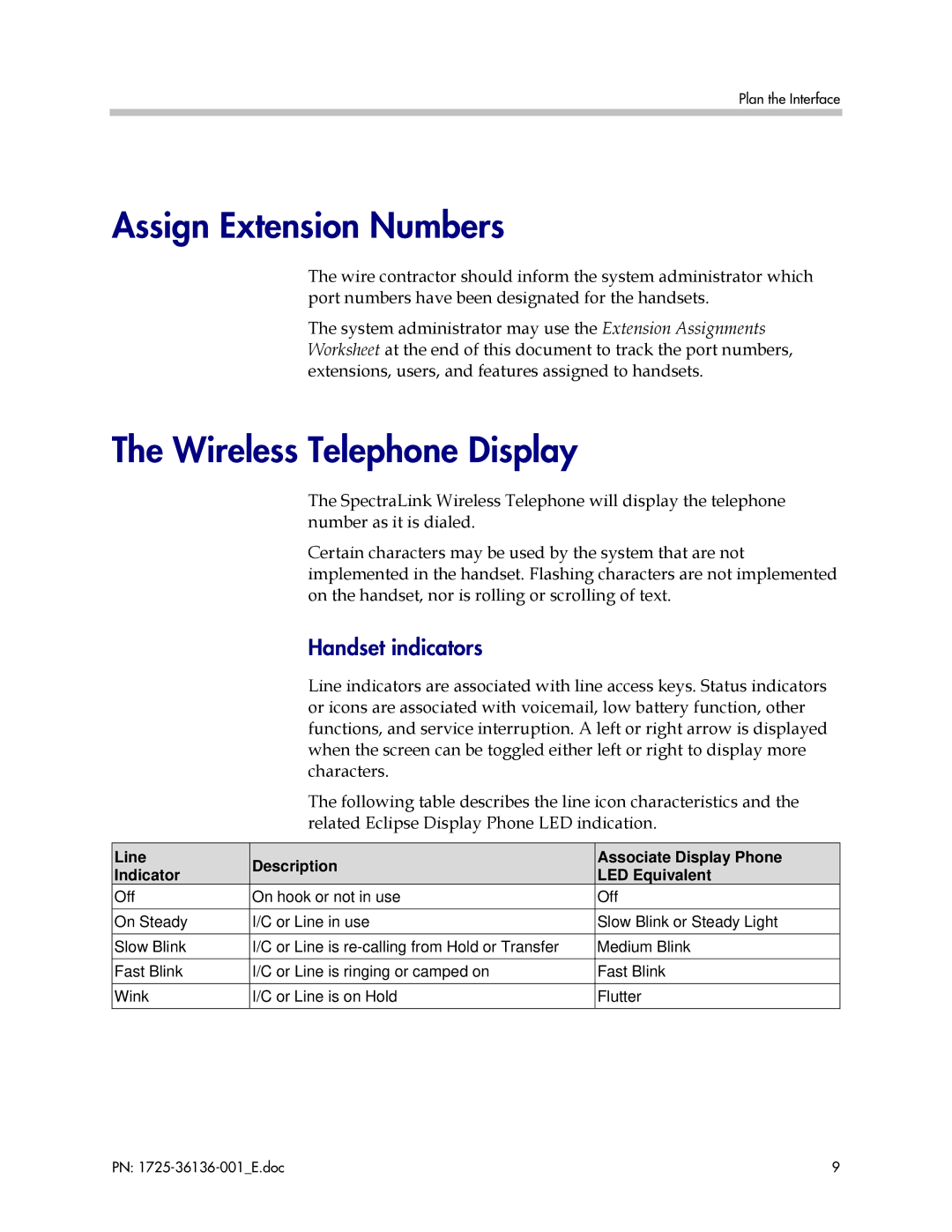 Polycom KH 458 manual Assign Extension Numbers, Wireless Telephone Display, Handset indicators 