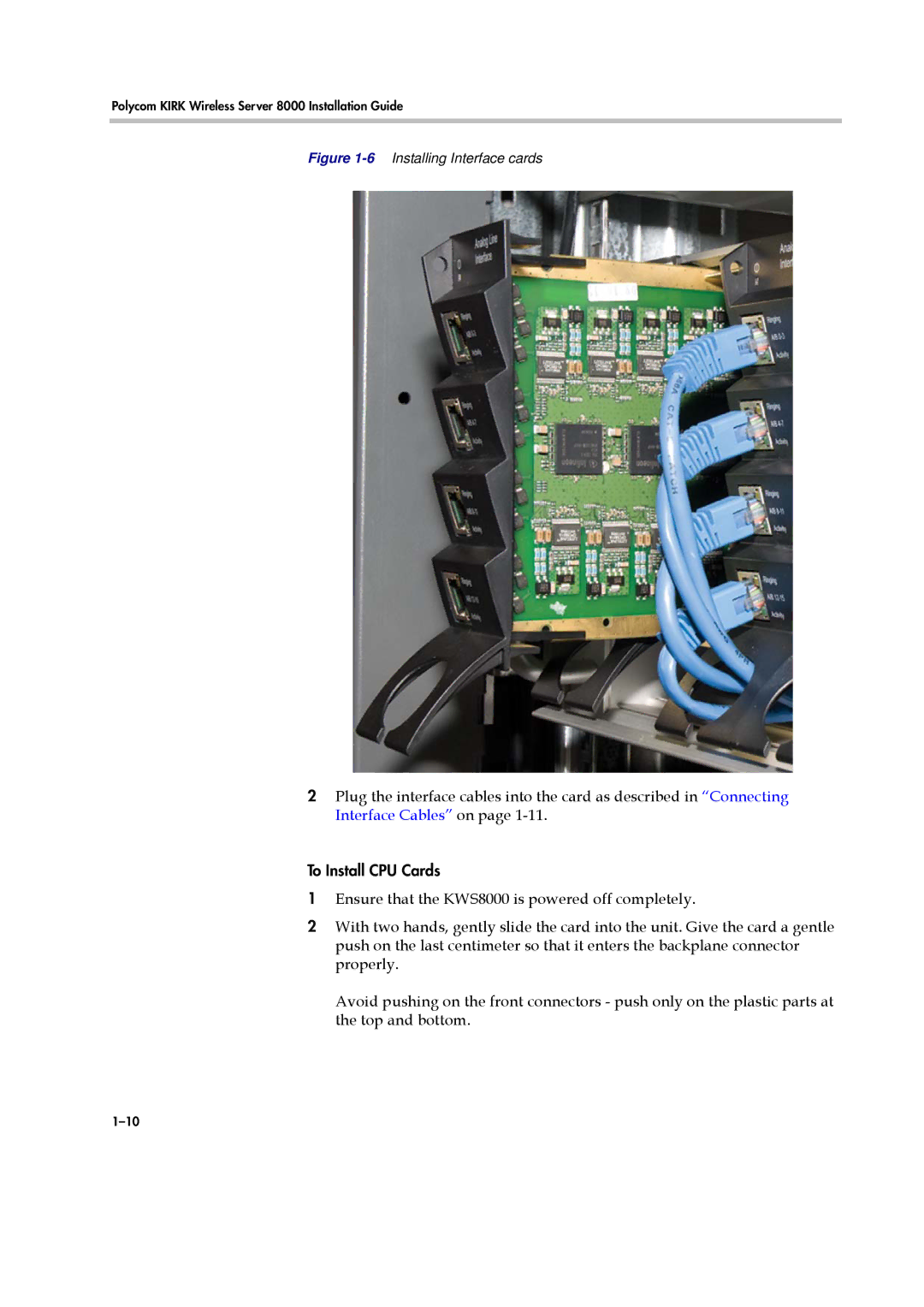 Polycom KWS8000 manual To Install CPU Cards 