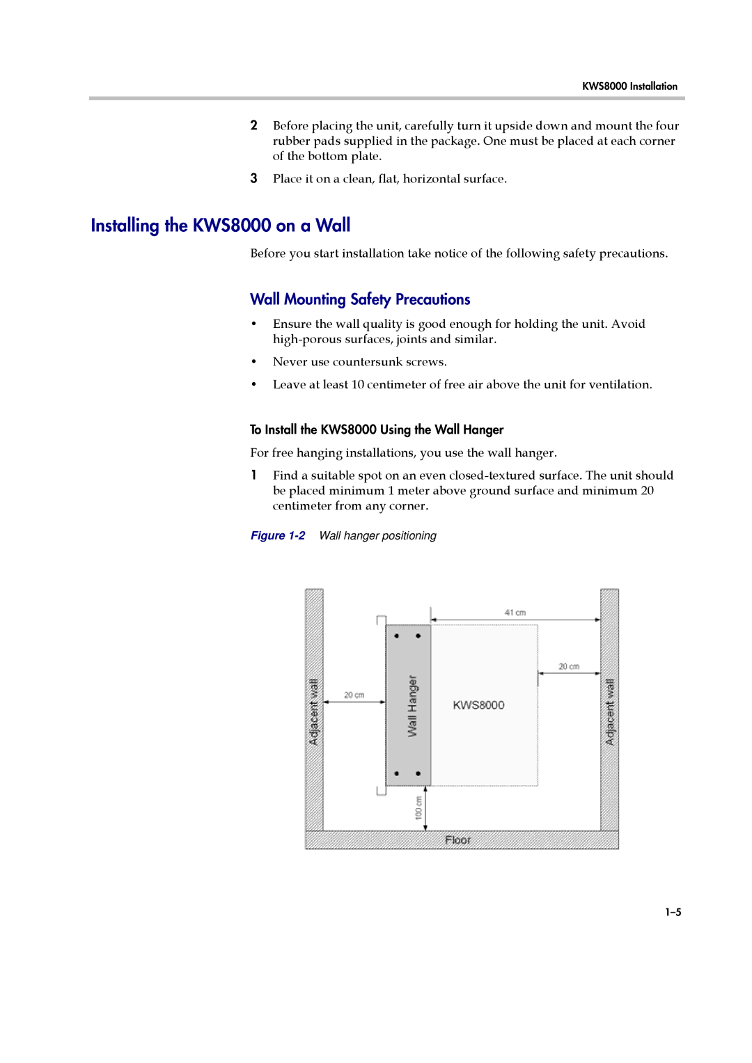 Polycom manual Installing the KWS8000 on a Wall, Wall Mounting Safety Precautions 