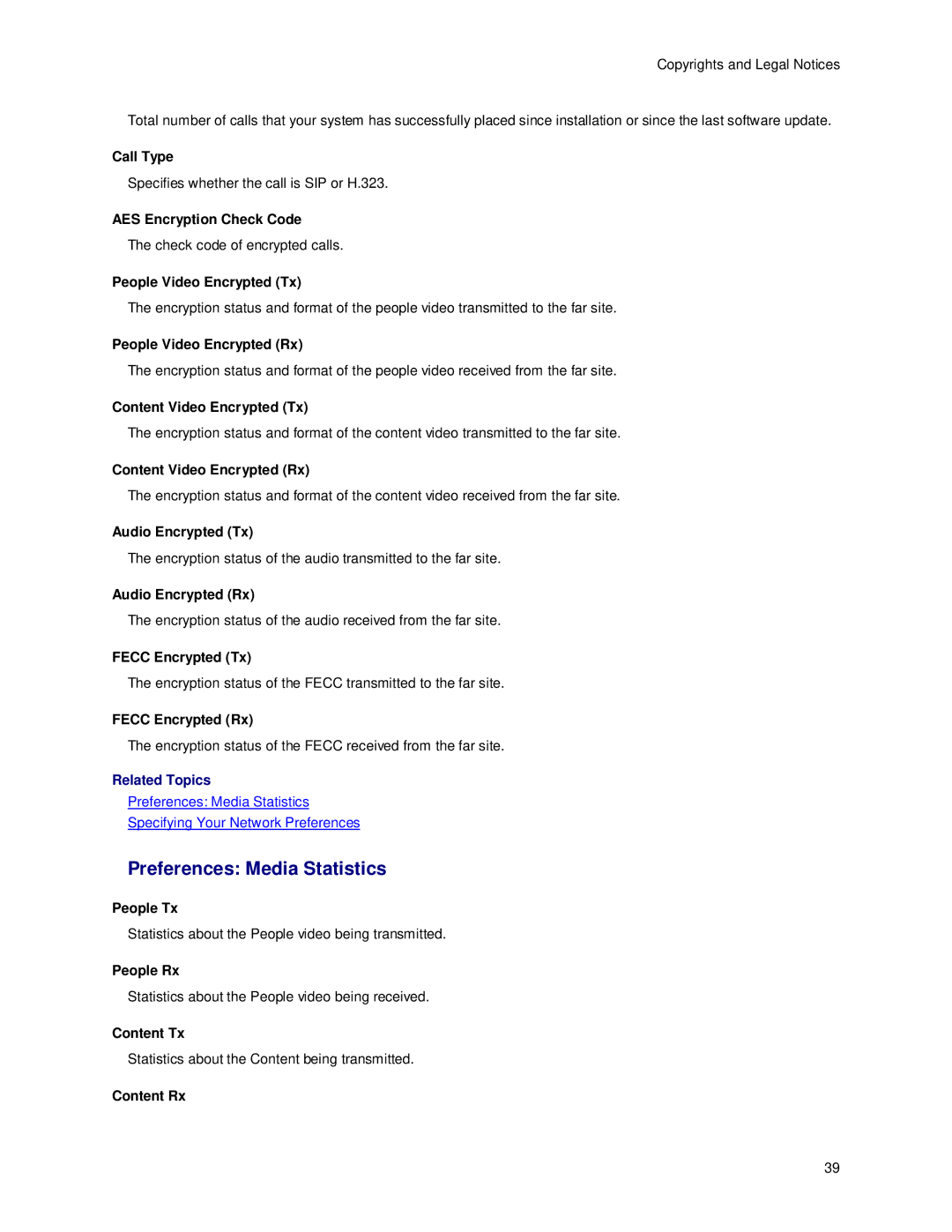 Polycom m100 manual Preferences Media Statistics 