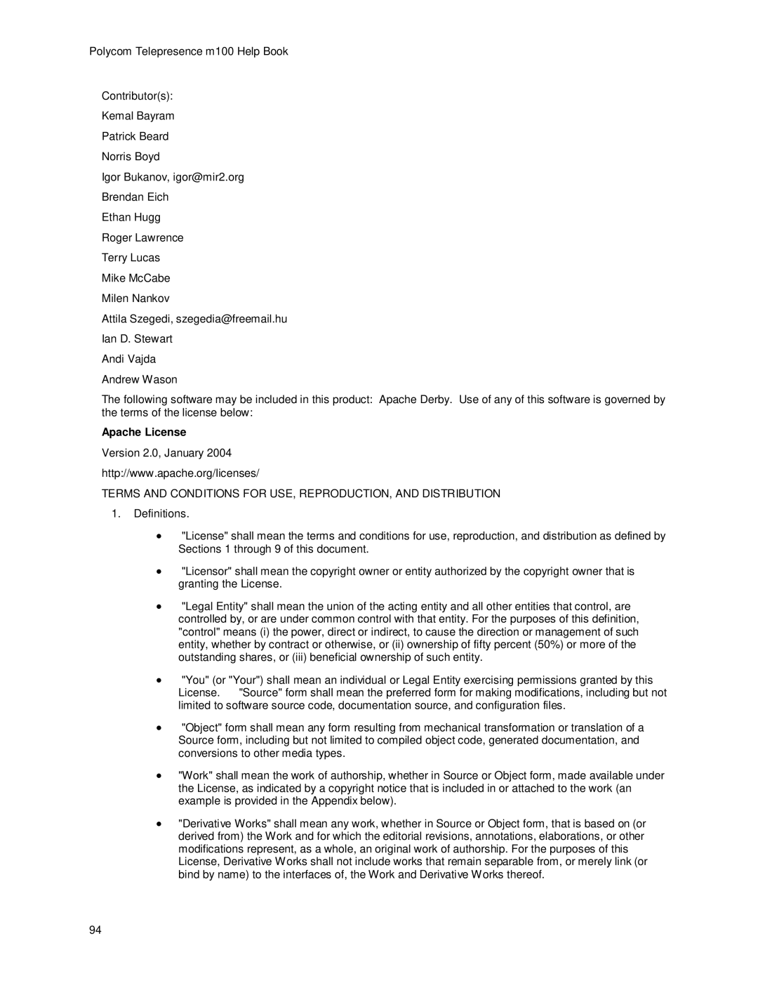 Polycom m100 manual Apache License 