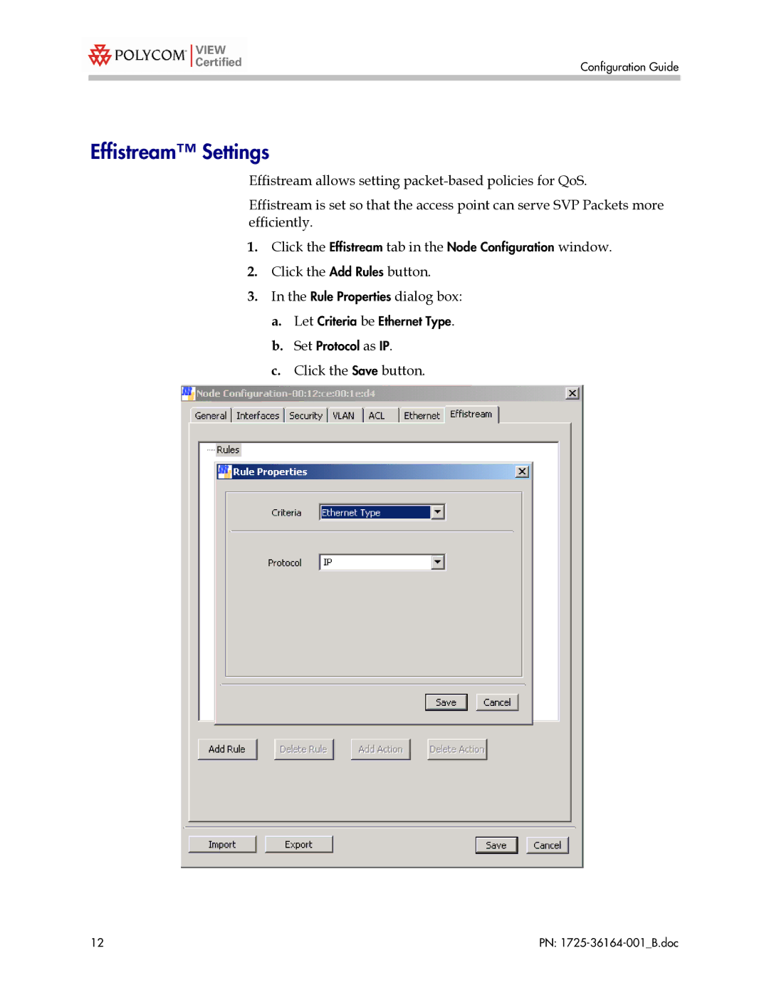 Polycom MD4000 manual Effistream Settings 