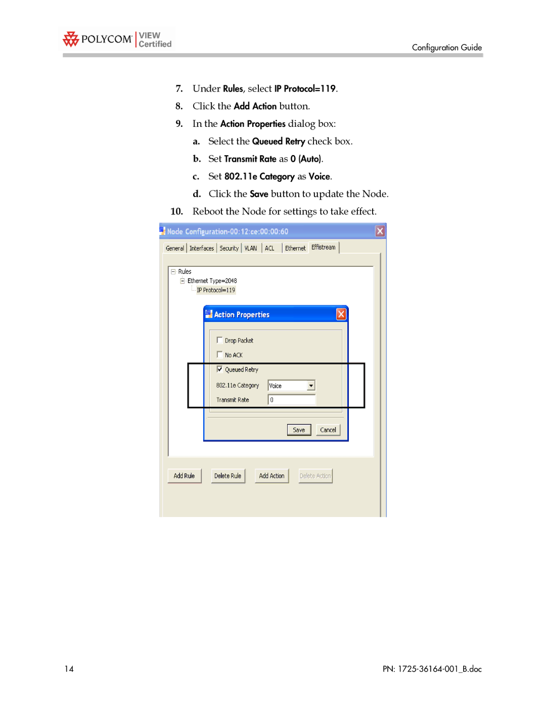 Polycom MD4000 manual Under Rules, select IP Protocol=119 