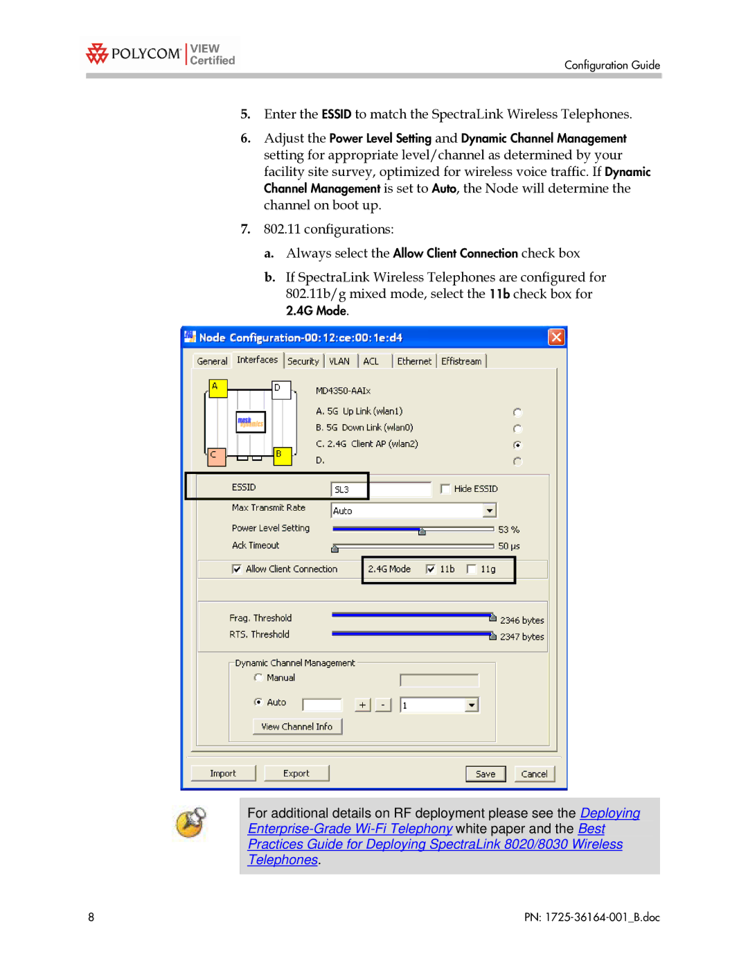 Polycom MD4000 manual Enter the Essid to match the SpectraLink Wireless Telephones 