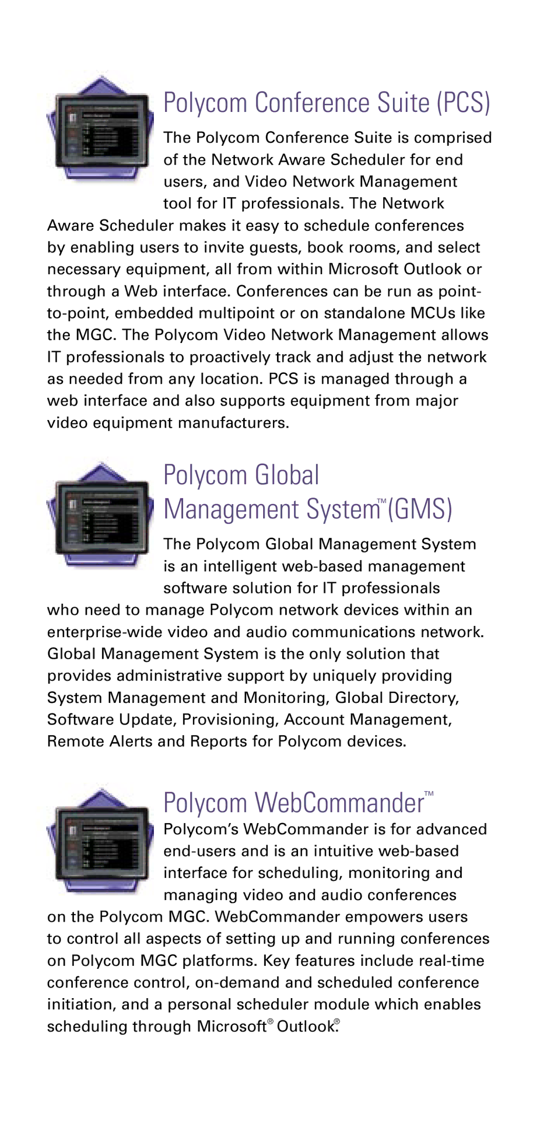 Polycom MGC-100, MGC-50 manual Polycom Global Management SystemTM GMS 