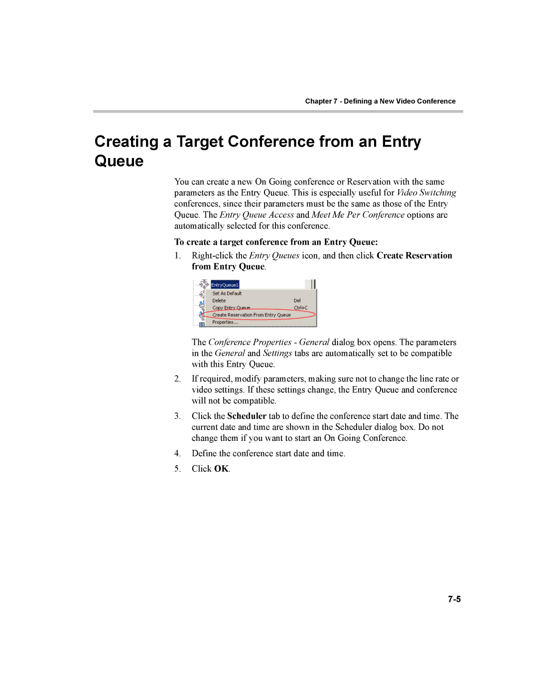 Polycom MGC-100 manual Creating a Target Conference from an Entry Queue, To create a target conference from an Entry Queue 