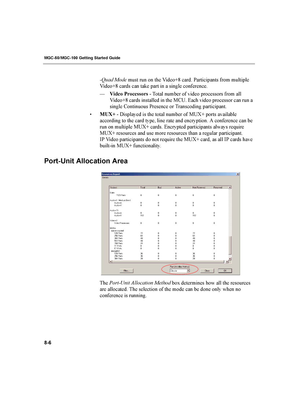 Polycom MGC-50, MGC-100 manual Port-Unit Allocation Area 