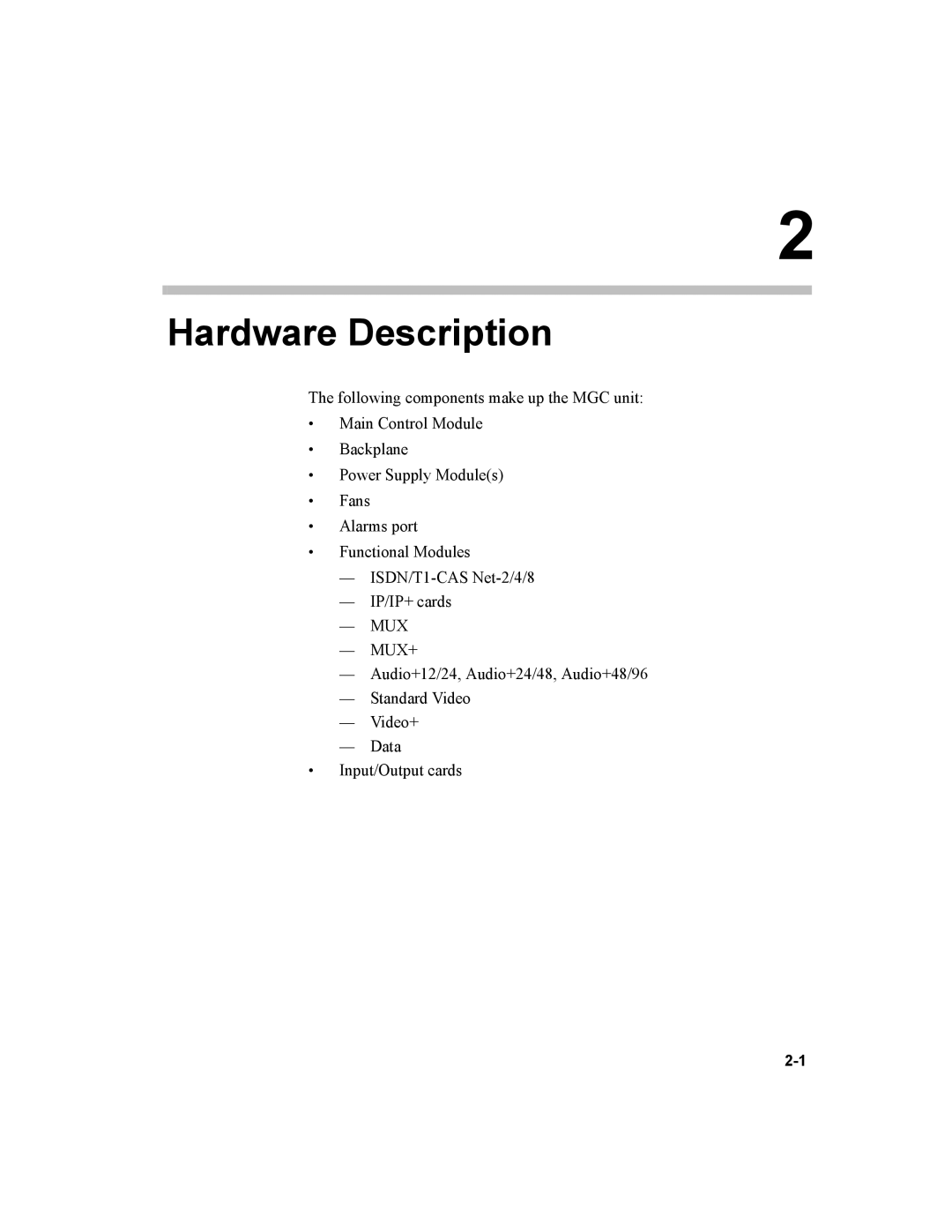 Polycom MGC-100, MGC-50 manual Hardware Description 