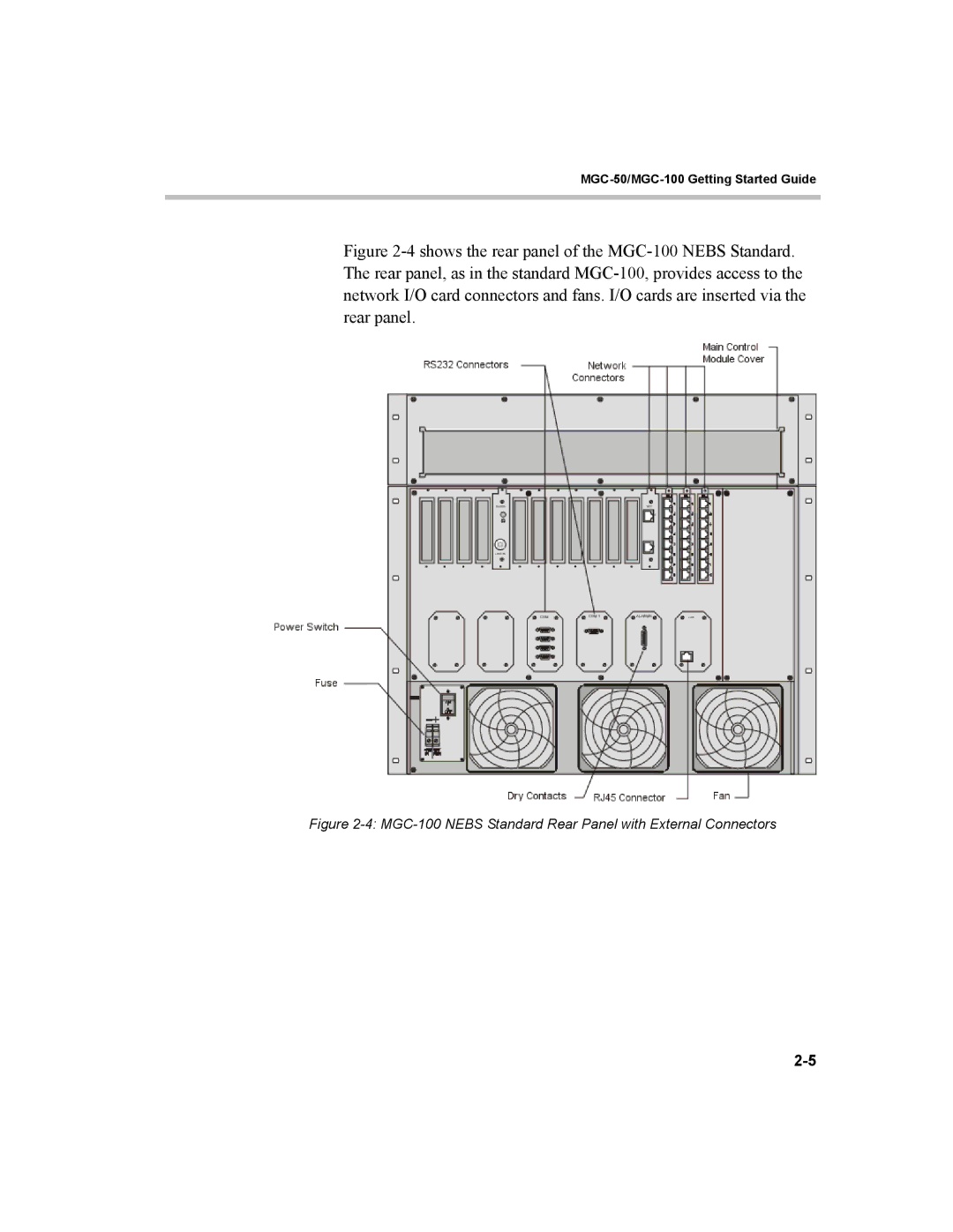 Polycom MGC-50 manual MGC-100 Nebs Standard Rear Panel with External Connectors 