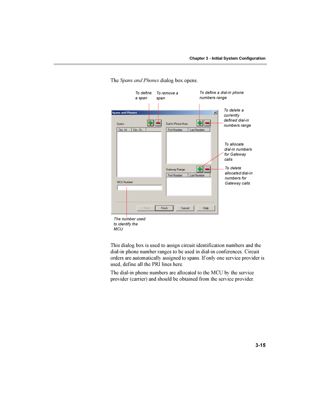 Polycom MGC-100, MGC-50 manual Spans and Phones dialog box opens 