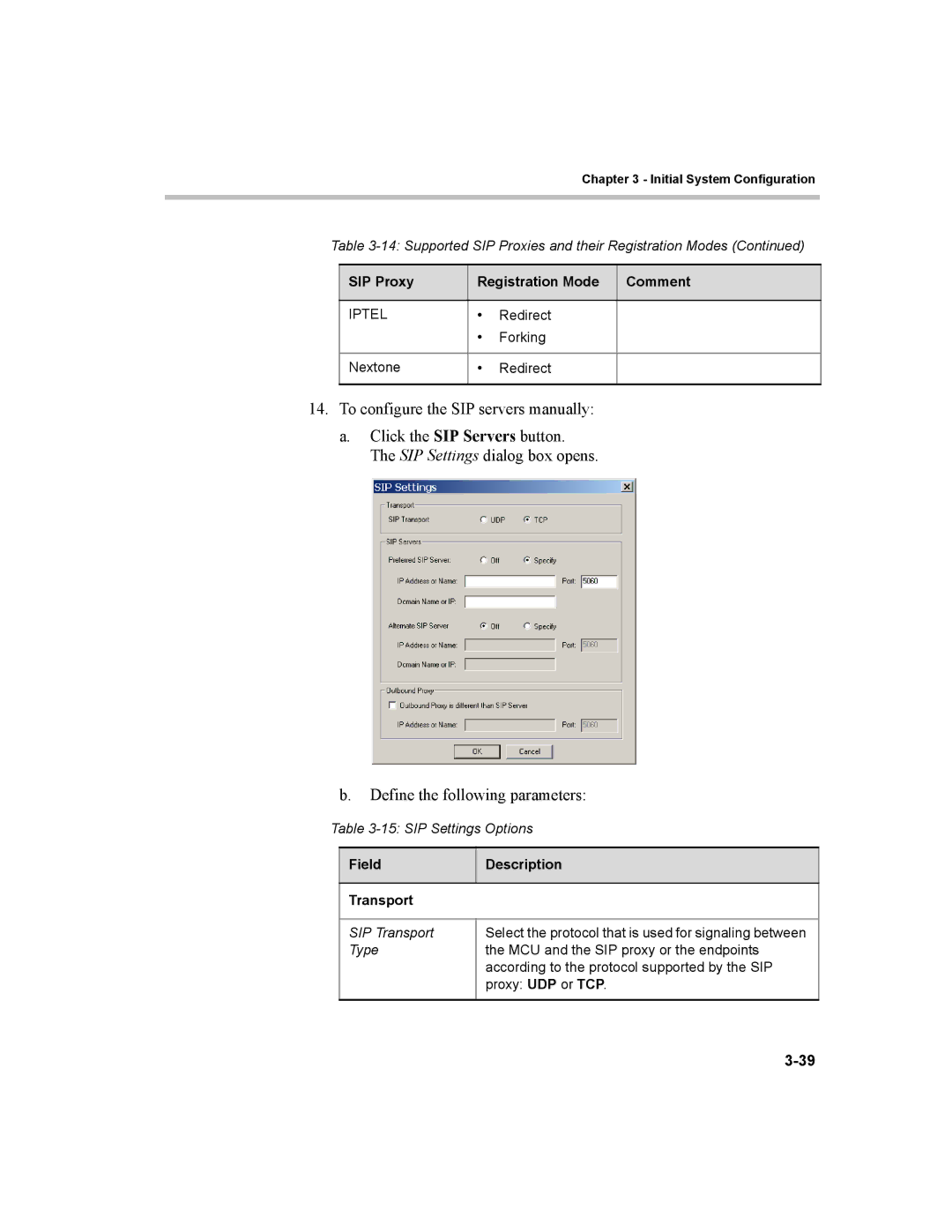 Polycom MGC-100, MGC-50 manual Field Description Transport 