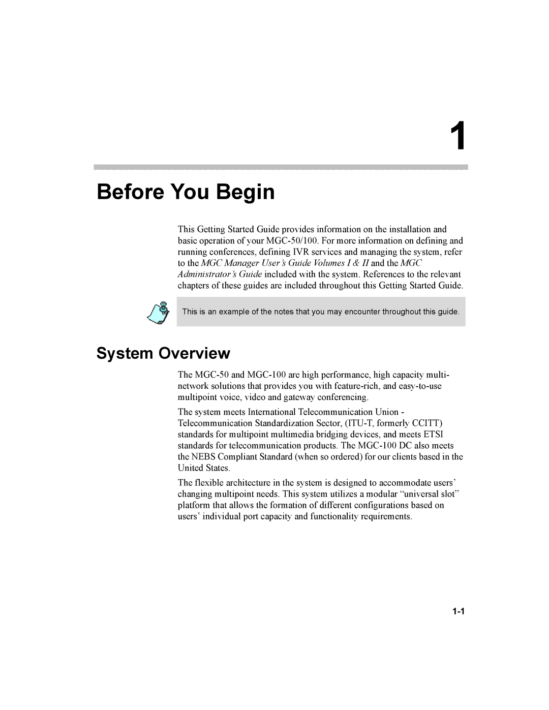 Polycom MGC-100, MGC-50 manual Before You Begin, System Overview 