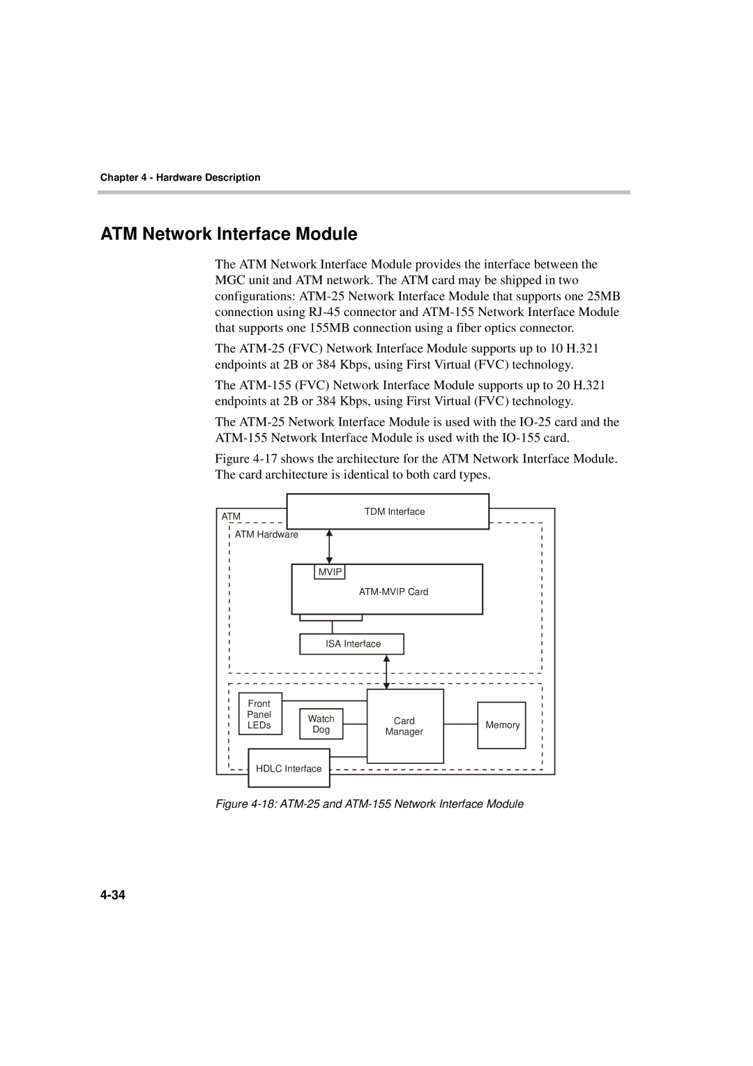 Polycom MGC-50/MGC-100 installation manual ATM Network Interface Module, ATM-25 and ATM-155 Network Interface Module 