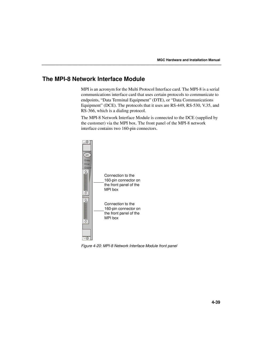 Polycom MGC-50/MGC-100 installation manual MPI-8 Network Interface Module front panel 