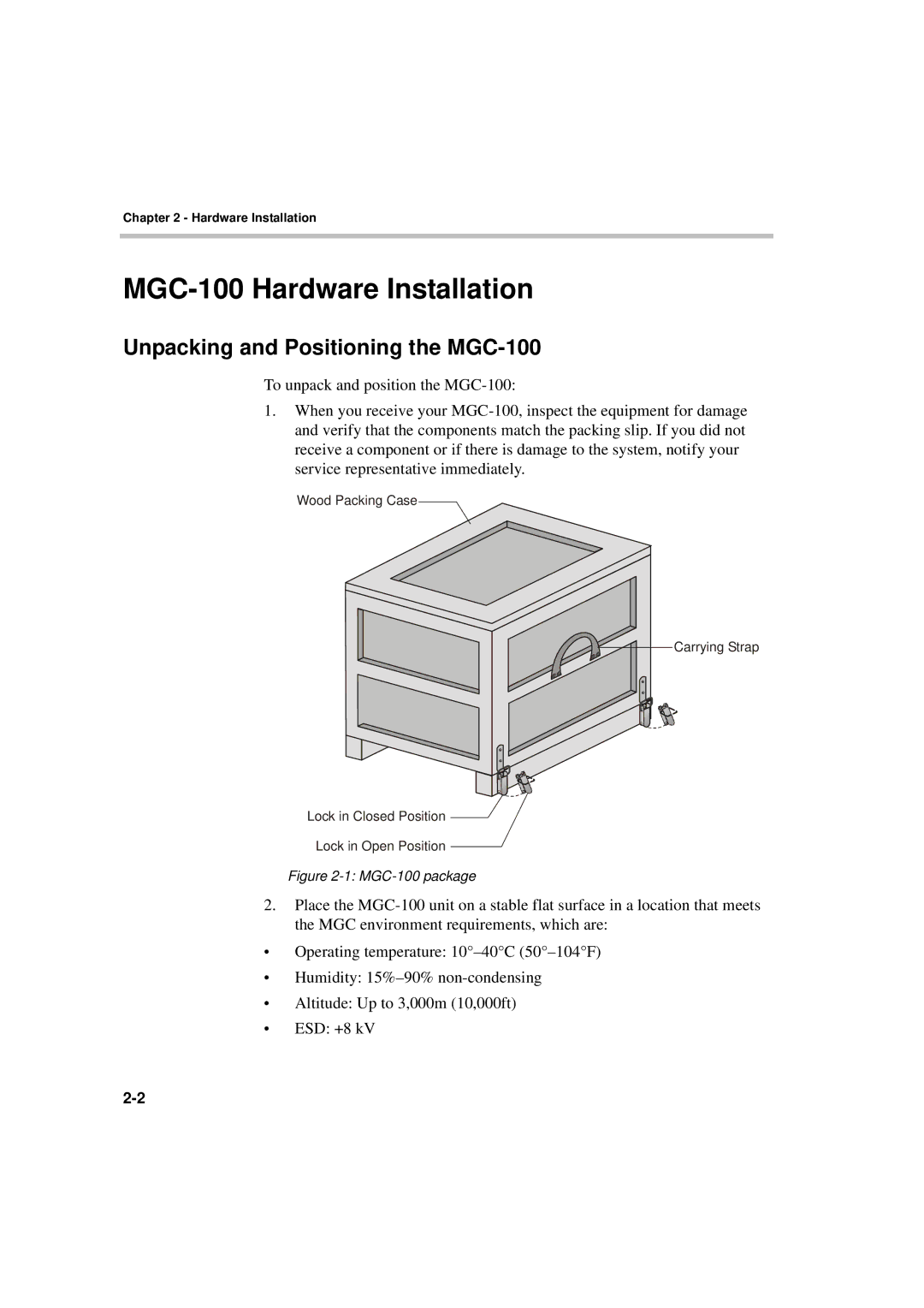 Polycom MGC-50/MGC-100 installation manual MGC-100 Hardware Installation, Unpacking and Positioning the MGC-100 