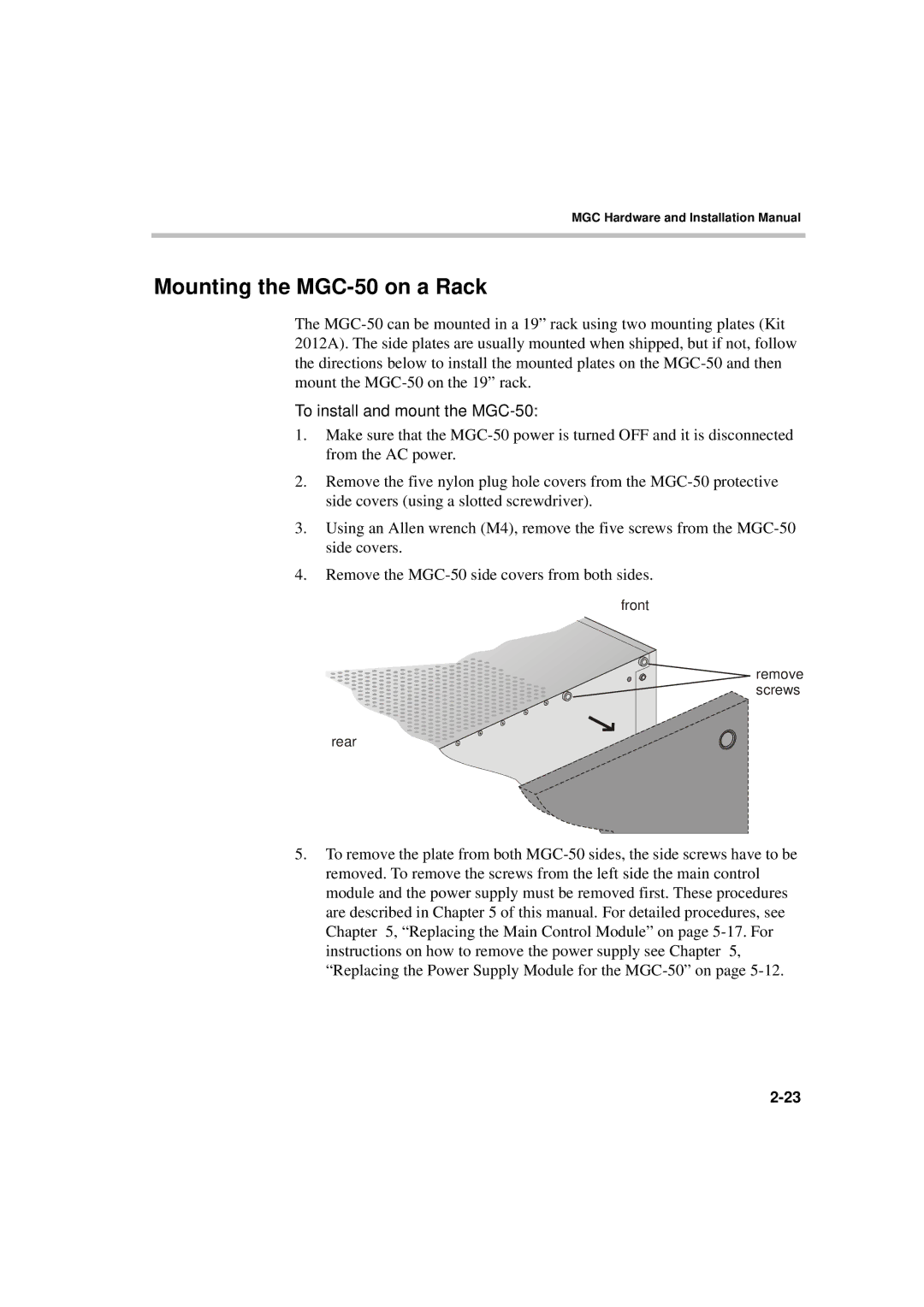 Polycom MGC-50/MGC-100 installation manual Mounting the MGC-50 on a Rack, To install and mount the MGC-50 