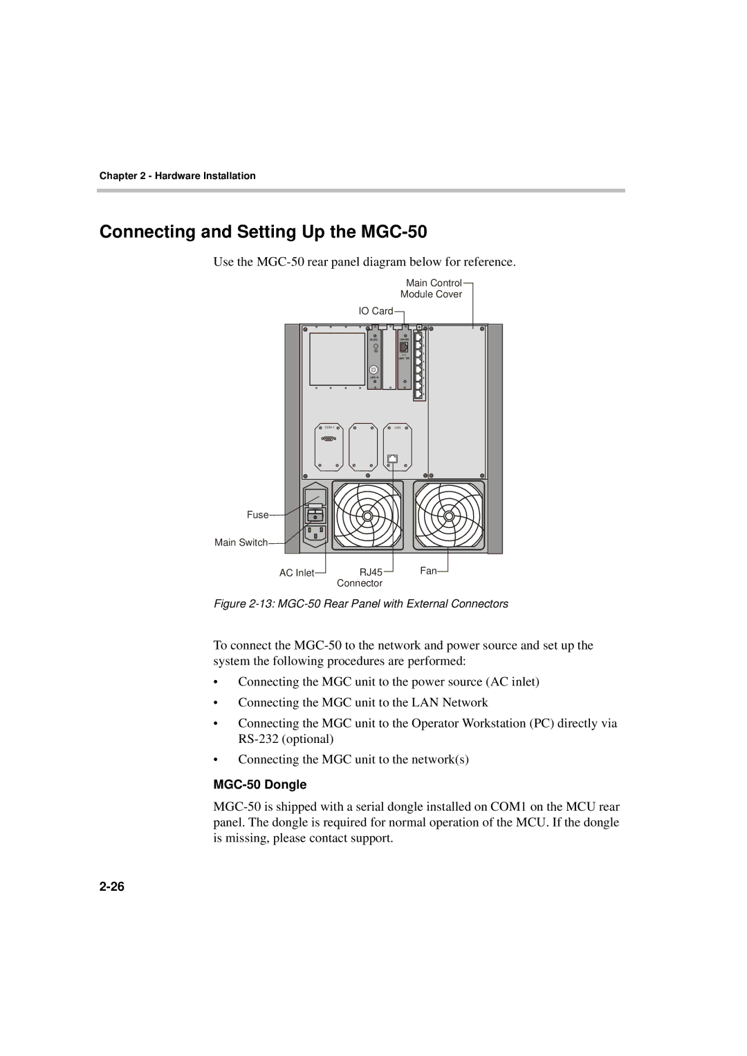 Polycom MGC-50/MGC-100 installation manual Connecting and Setting Up the MGC-50, MGC-50 Dongle 