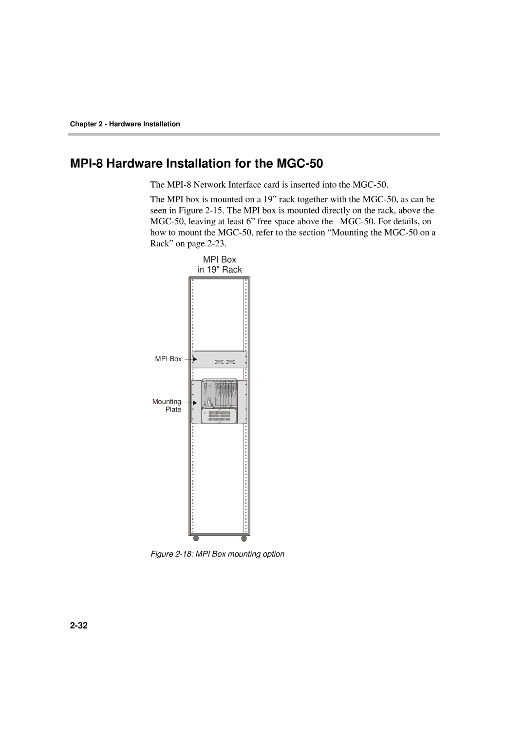 Polycom MGC-50/MGC-100 installation manual MPI-8 Hardware Installation for the MGC-50, MPI Box mounting option 