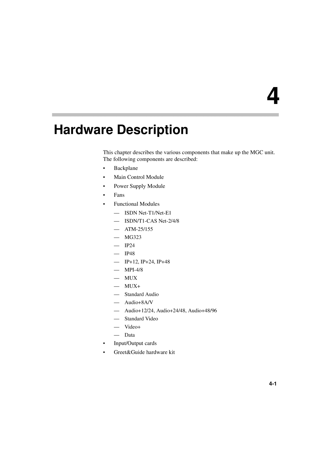 Polycom MGC-50/MGC-100 installation manual Hardware Description 