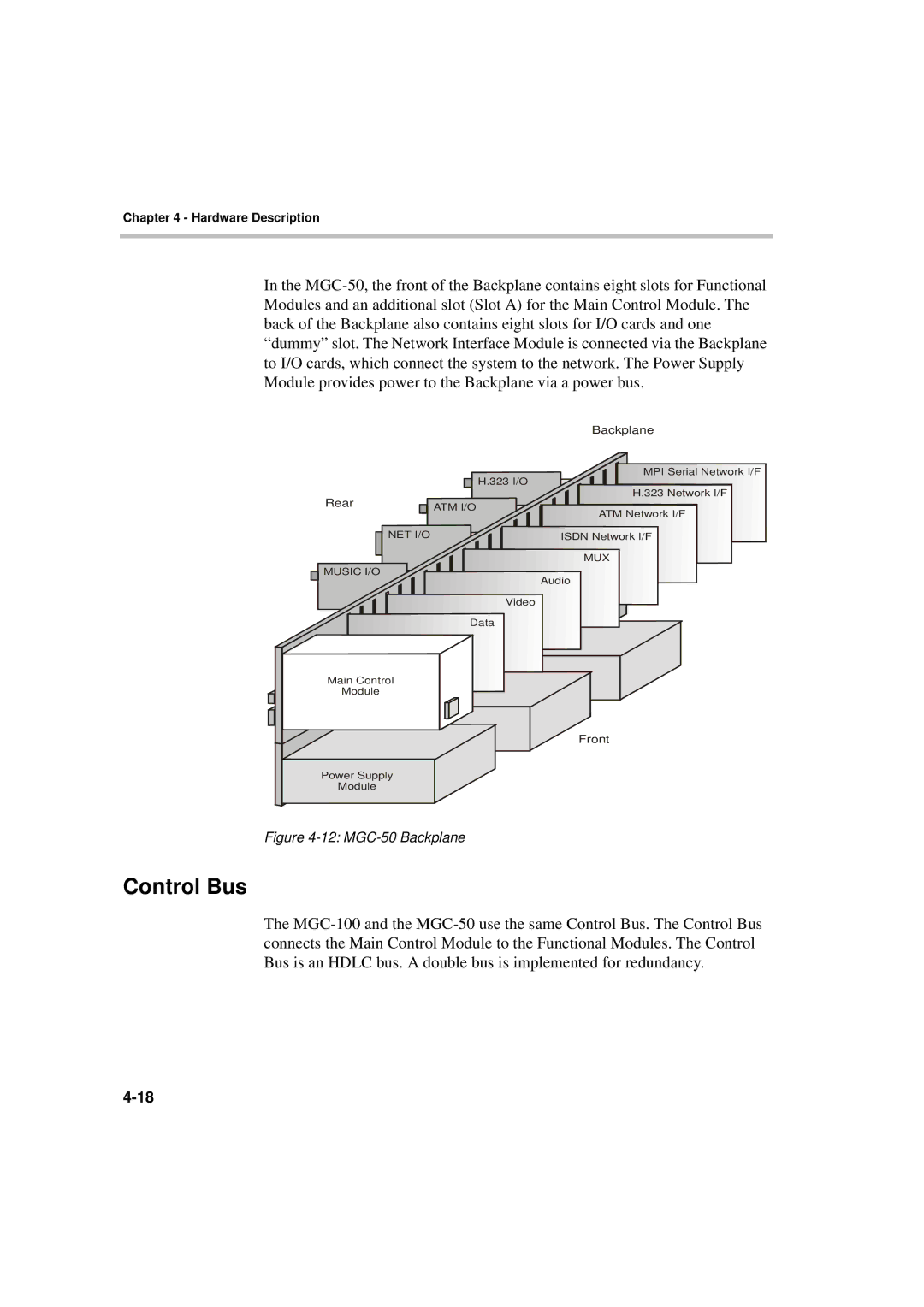 Polycom MGC-50/MGC-100 installation manual Control Bus, Rear 