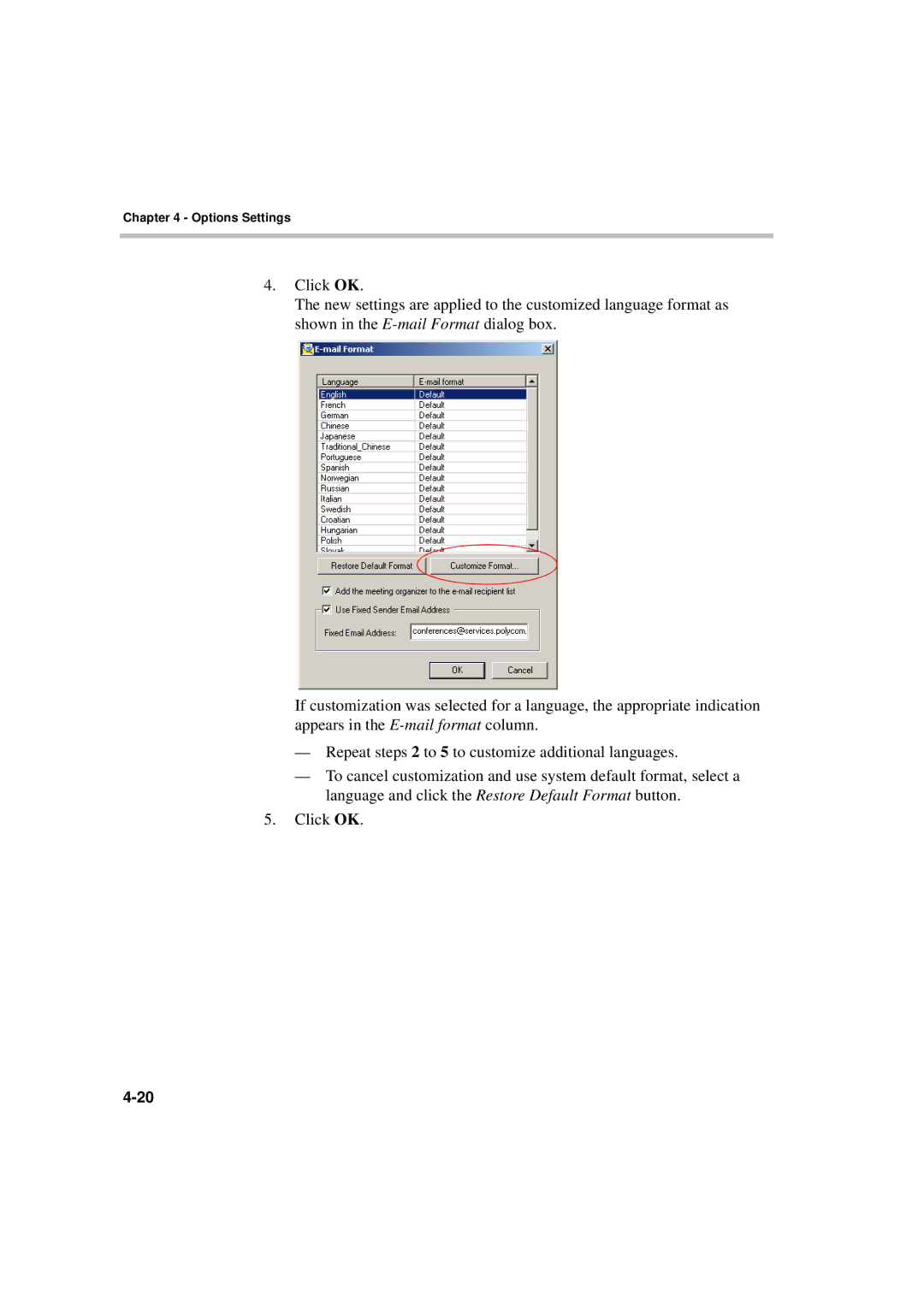 Polycom MGC WebCommander Version 9.0 manual Options Settings 