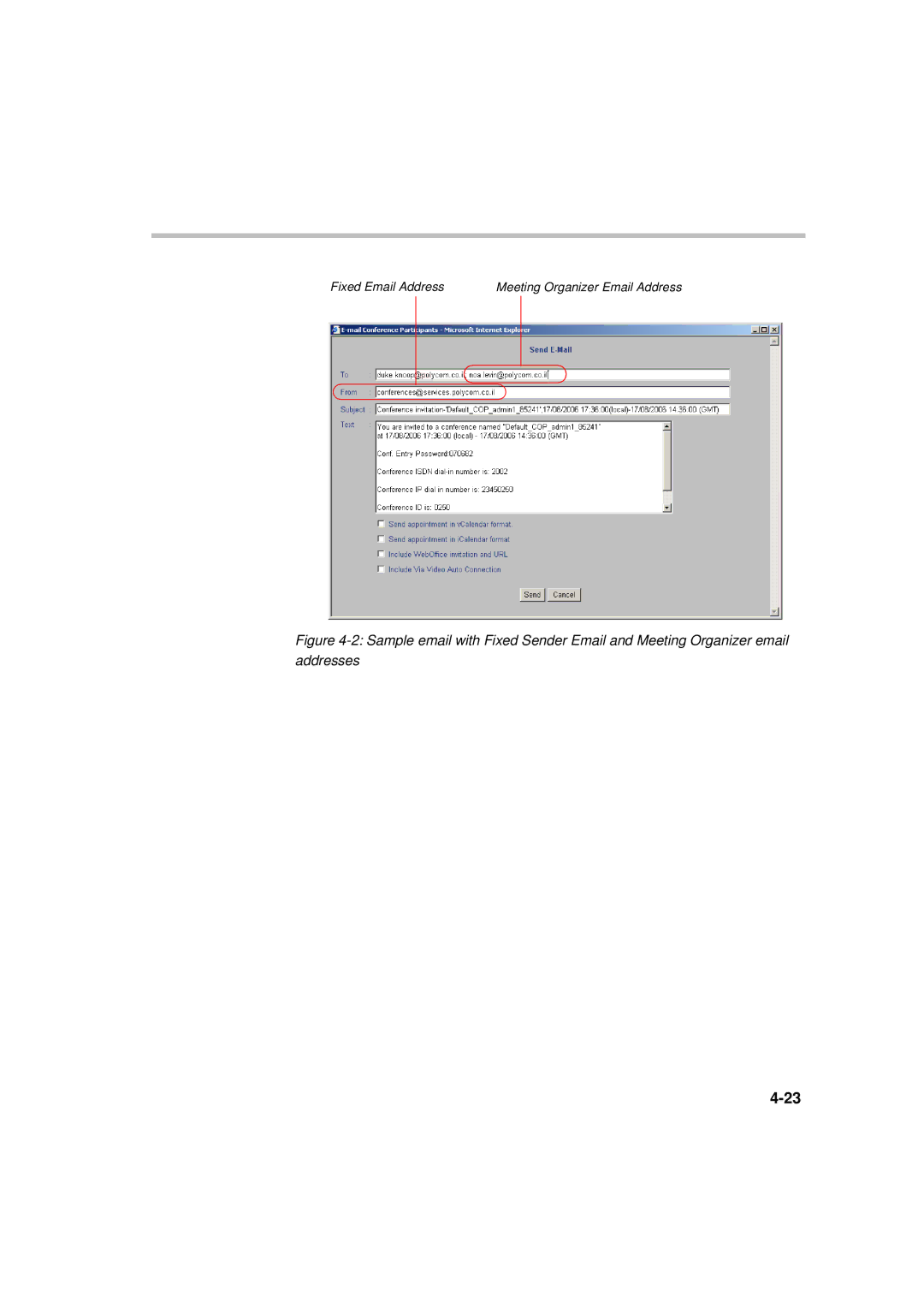 Polycom MGC WebCommander Version 9.0 manual Fixed Email Address 