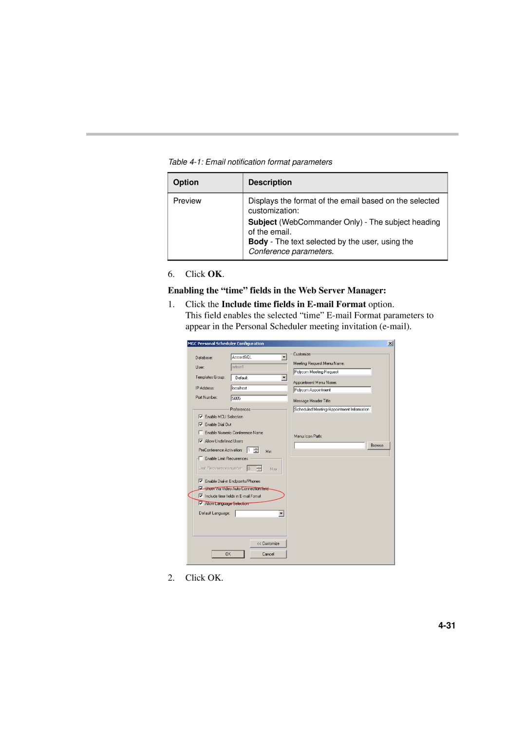 Polycom MGC WebCommander Version 9.0 manual Click OK 