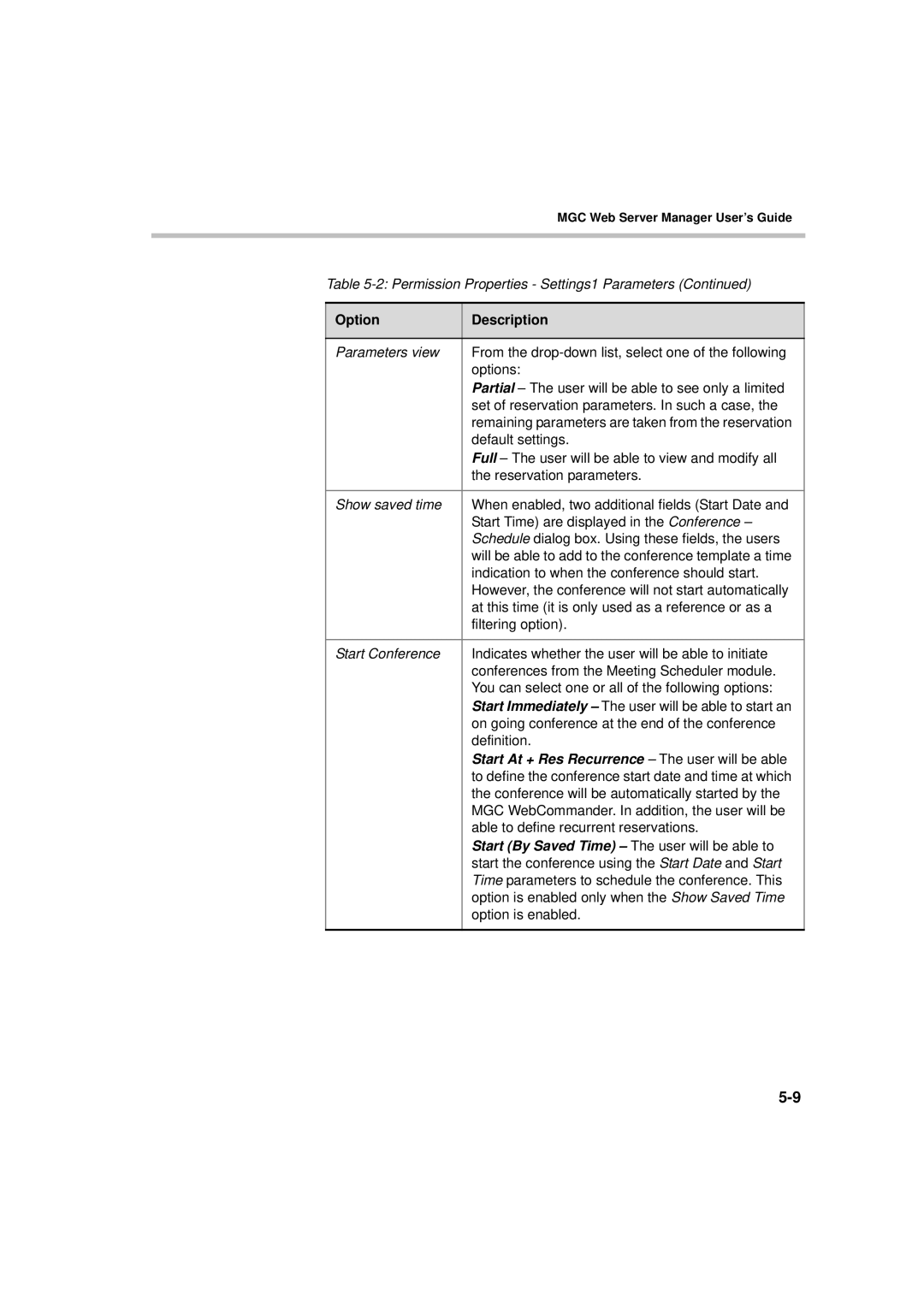 Polycom MGC WebCommander Version 9.0 manual Start At + Res Recurrence The user will be able 